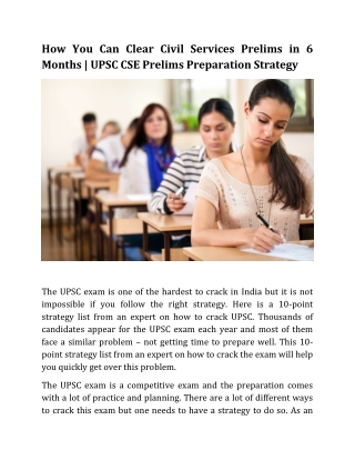 How You Can Clear Civil Services Prelims in 6 Months  UPSC CSE Prelims Preparation Strategy