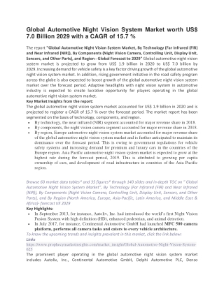 Global Automotive Night Vision System Market worth US