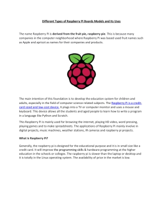 Types of Raspberry PI- Campus Component