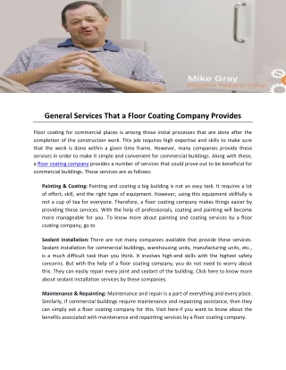 General Services That a Floor Coating Company Provides