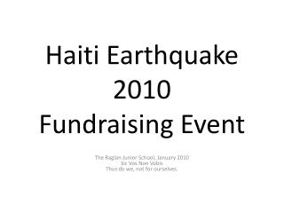 Haiti Earthquake 2010 Fundraising Event