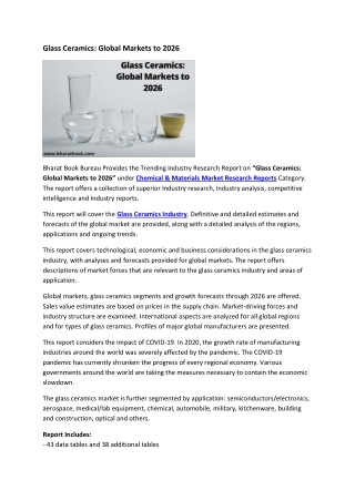 Glass Ceramics: Global Markets to 2026