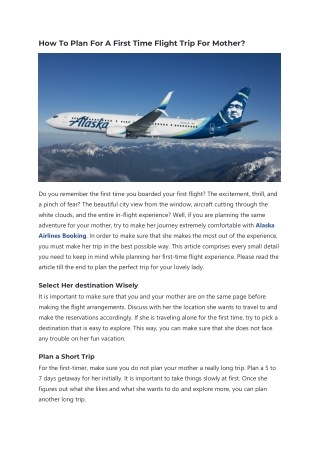 How To Plan For A First Time Flight Trip For Mother