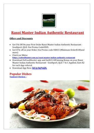 5% Off - Rasoi Master Indian Restaurant Southport, QLD