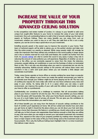 Increase The Value of Your Property Through This Advanced Ceiling Solution