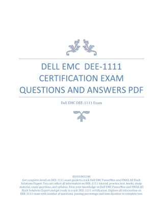 Dell EMC DEE-1111 Certification Exam Questions and Answers PDF