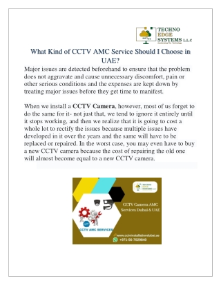 What Kind of CCTV AMC Service Should I Choose in UAE?
