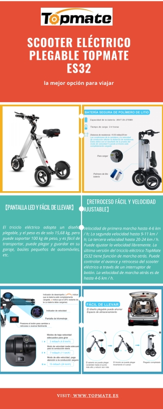 Scooter eléctrico plegable TopMate ES32