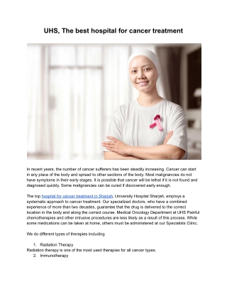 Best hospital for cancer treatment