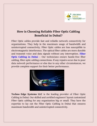 How is Choosing Reliable Fiber Optic Cabling Beneficial in Dubai?