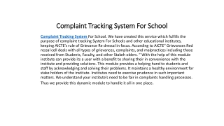 Complaint Tracking System For School