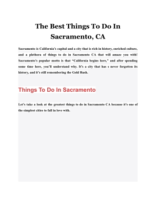 The Best Things To Do In Sacramento, CA