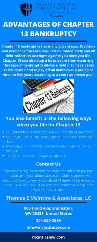 ADVANTAGES OF CHAPTER 13 BANKRUPTCY