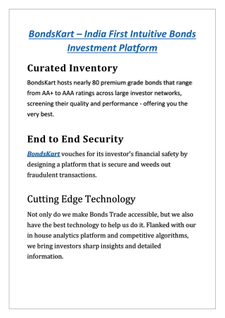BondsKart.com - India's first intuitive bonds investment platform