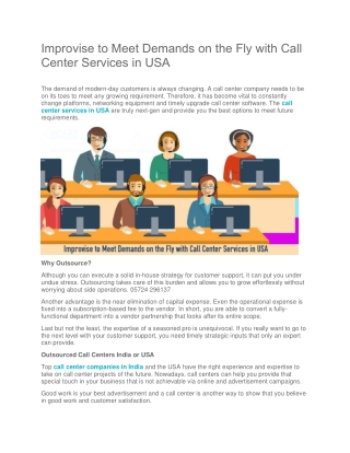 Improvise to Meet Demands on the Fly with Call Center Services in USA