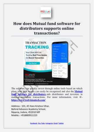 How does Mutual fund software for distributors supports online transactions