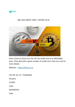 RBL VISA CREDIT CARD