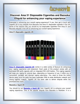 Area 51 disposable cigarette UK