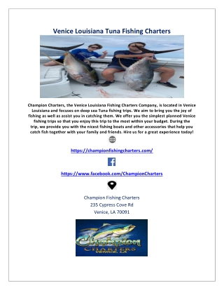 Venice Louisiana Tuna Fishing Charters