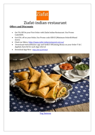 15% off - Ziafat Indian Restaurant Camden Menu, NSW
