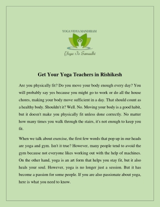 Yoga Vidya Mandiram is a registered Yoga School