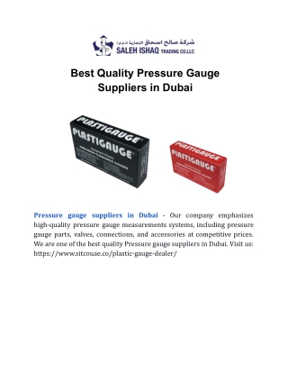 Best Quality Pressure Gauge Suppliers in Dubai