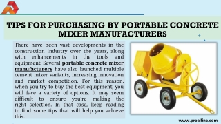 Tips for Purchasing by Portable Concrete Mixer Manufacturers