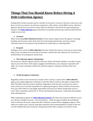 Things That You Should Know Before Hiring A Debt Collection Agency