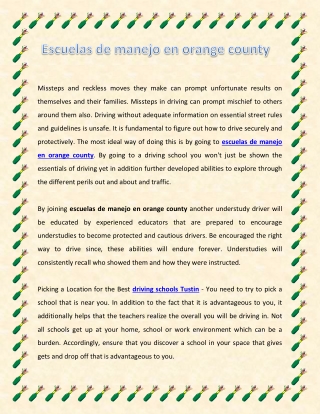 Escuelas de manejo en orange county