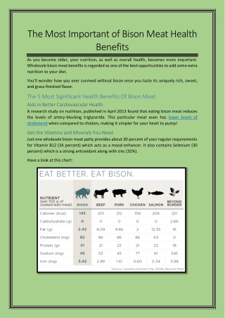 The Most Important of Bison Meat Health Benefits