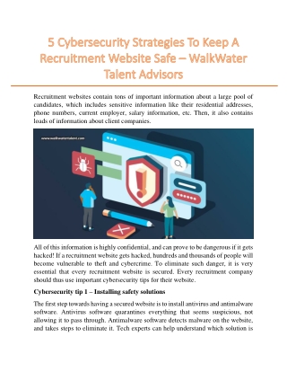 5 Cybersecurity Strategies To Keep A Recruitment Website Safe – WalkWater Talent Advisors