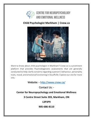 Child Psychologist Markham | Cnew.ca