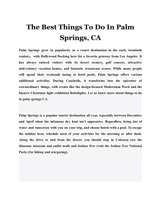 The Best Things To Do In Palm Springs, CA