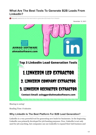 What Are The Best Tools To Generate B2B Leads From LinkedIn