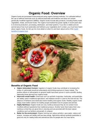 Why organic food is the need of hour