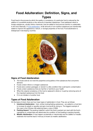 Food Adulteration- Definition, Signs, and Types
