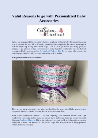 Valid Reasons to go with Personalized Baby Accessories