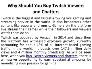 buy Twitch viewers and chatters