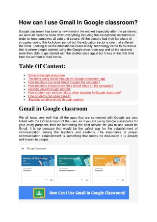 How can I use Gmail in Google classroom?