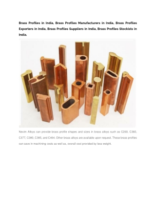 Brass Profiles Manufacturer in India