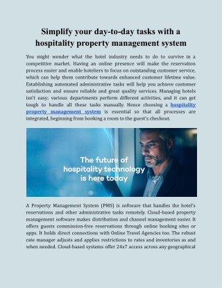 Simplify your day-to-day tasks with a hospitality property management system
