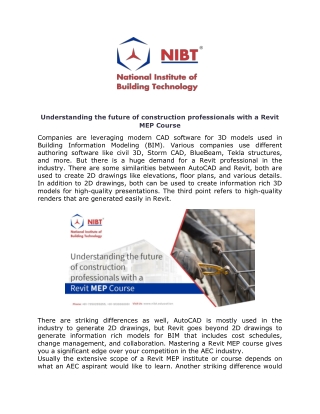 Understanding the future of construction professionals with a Revit MEP Course-converted