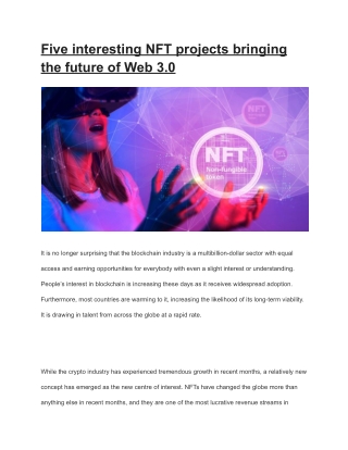 Five interesting NFT projects bringing the future of Web 3.0
