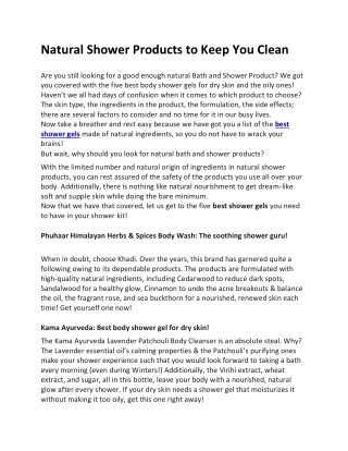 Natural Shower Products to Keep You Clean