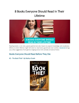 8 Books Everyone Should Read In Their Lifetime - Bookends