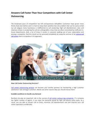Answers Call Faster Than Your Competitors with Call Center Outsourcing