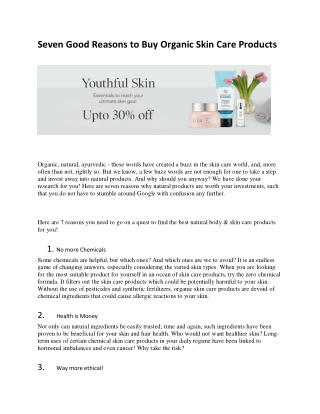 Good Reasons to Buy Organic Skin Care Products