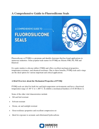 A Comprehensive Guide to Fluorosilicone Seals - Harkesh Rubber