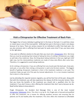 Visit a Chiropractor for Effective Treatment of Back Pain