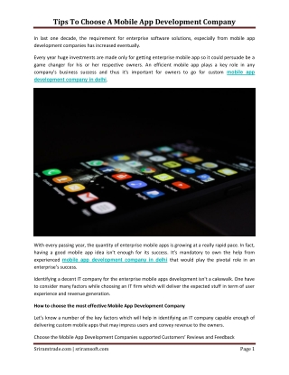 Tips To Choose A Mobile App Development Company
